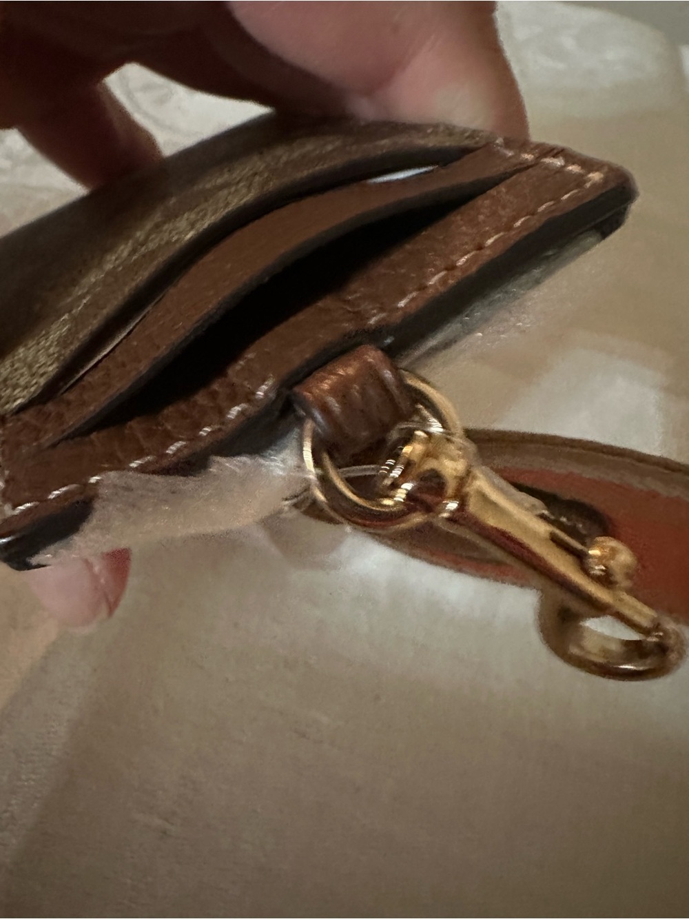 Coach Brown Signature Cardholder with Orange Logo Lanyard - Picture 7 of 8